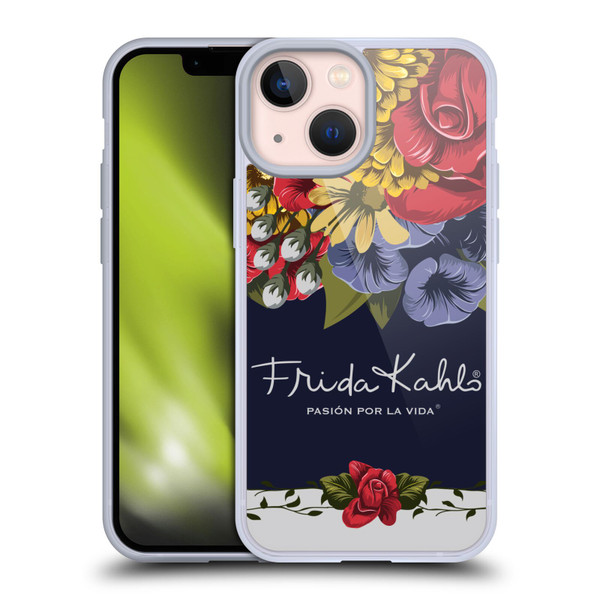 Frida Kahlo Red Florals Blooms Soft Gel Case for Apple iPhone 13 Mini