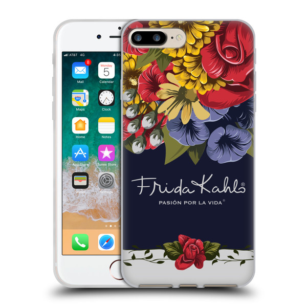 Frida Kahlo Red Florals Blooms Soft Gel Case for Apple iPhone 7 Plus / iPhone 8 Plus