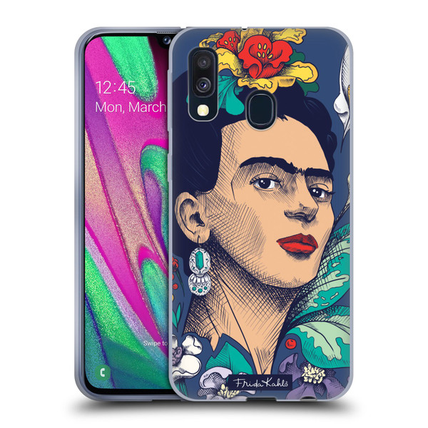 Frida Kahlo Sketch Flowers Soft Gel Case for Samsung Galaxy A40 (2019)