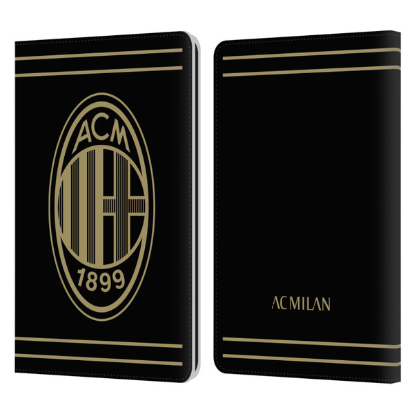 AC Milan Crest Black And Gold Leather Book Wallet Case Cover For Amazon Kindle Paperwhite 1 / 2 / 3