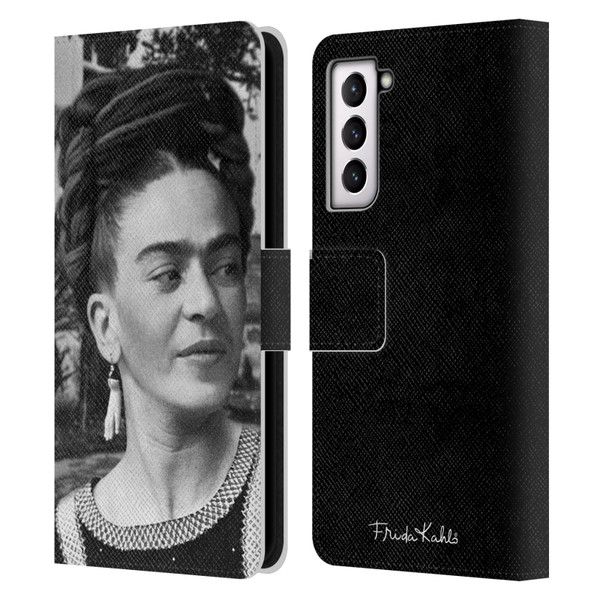 Frida Kahlo Portraits And Quotes Headdress Leather Book Wallet Case Cover For Samsung Galaxy S21 5G