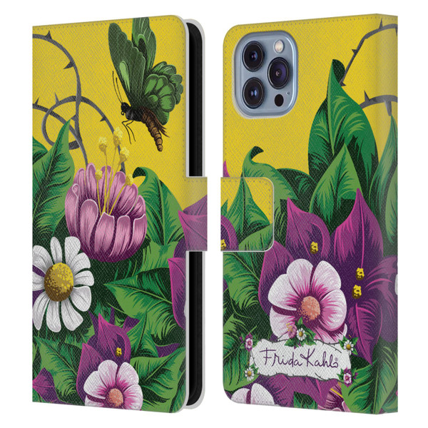 Frida Kahlo Purple Florals Butterfly Leather Book Wallet Case Cover For Apple iPhone 14