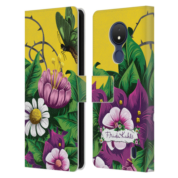 Frida Kahlo Purple Florals Butterfly Leather Book Wallet Case Cover For Nokia C21