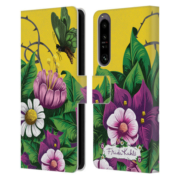 Frida Kahlo Purple Florals Butterfly Leather Book Wallet Case Cover For Sony Xperia 1 IV