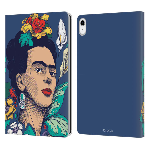 Frida Kahlo Sketch Flowers Leather Book Wallet Case Cover For Apple iPad 10.9 (2022)