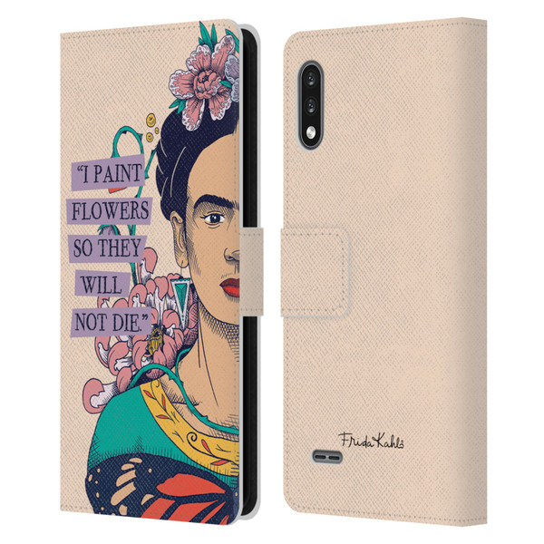 Frida Kahlo Sketch I Paint Flowers Leather Book Wallet Case Cover For LG K22
