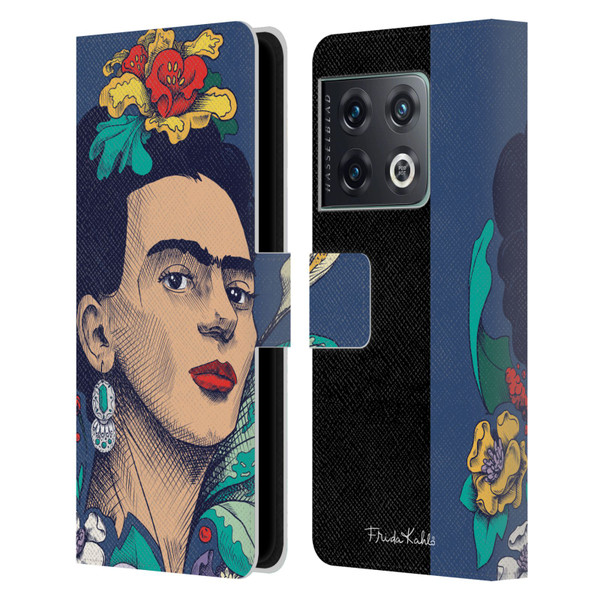 Frida Kahlo Sketch Flowers Leather Book Wallet Case Cover For OnePlus 10 Pro