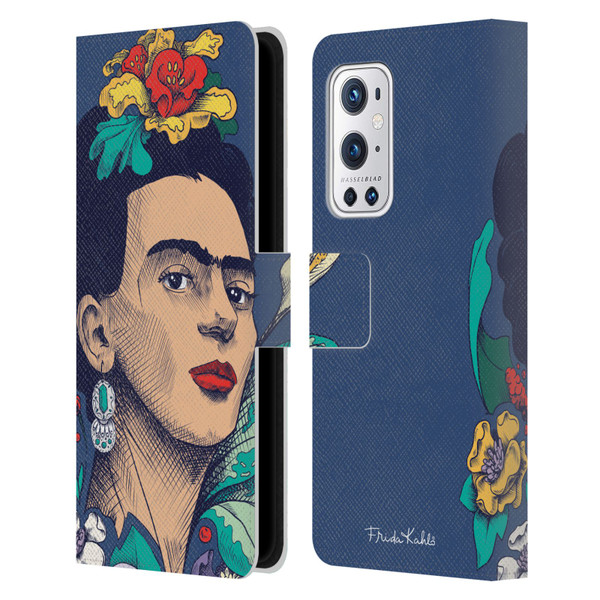 Frida Kahlo Sketch Flowers Leather Book Wallet Case Cover For OnePlus 9 Pro