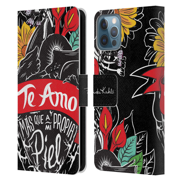 Frida Kahlo Typography Heart Leather Book Wallet Case Cover For Apple iPhone 12 / iPhone 12 Pro