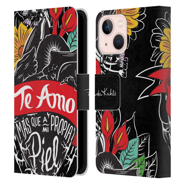 Frida Kahlo Typography Heart Leather Book Wallet Case Cover For Apple iPhone 13 Mini