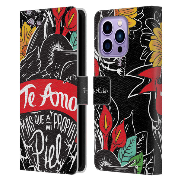 Frida Kahlo Typography Heart Leather Book Wallet Case Cover For Apple iPhone 14 Pro Max