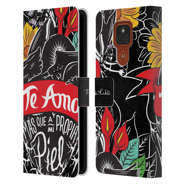 Frida Kahlo Typography Heart Leather Book Wallet Case Cover For Motorola Moto E7 Plus