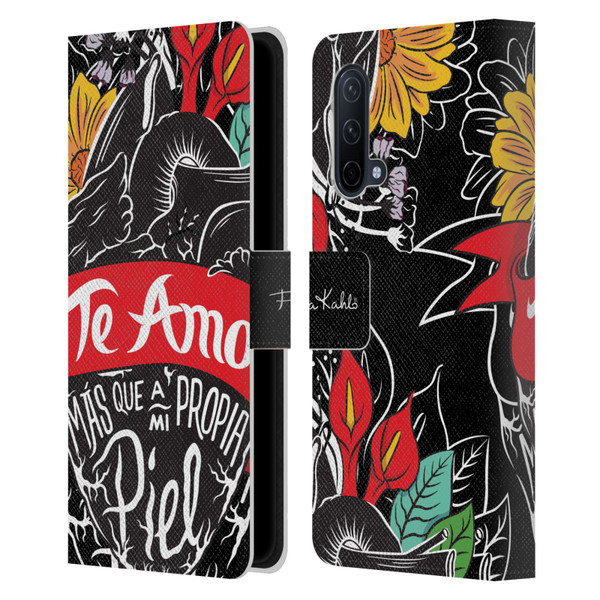 Frida Kahlo Typography Heart Leather Book Wallet Case Cover For OnePlus Nord CE 5G