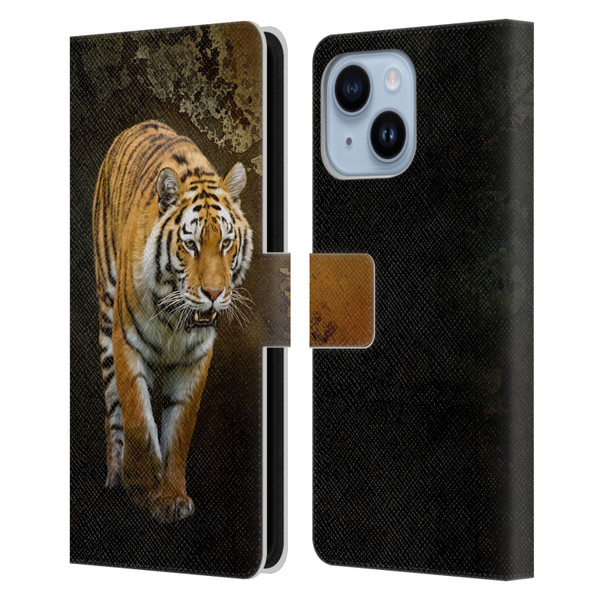 Simone Gatterwe Animals Siberian Tiger Leather Book Wallet Case Cover For Apple iPhone 14 Plus