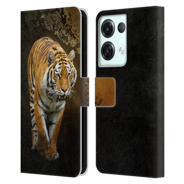 Simone Gatterwe Animals Siberian Tiger Leather Book Wallet Case Cover For OPPO Reno8 Pro
