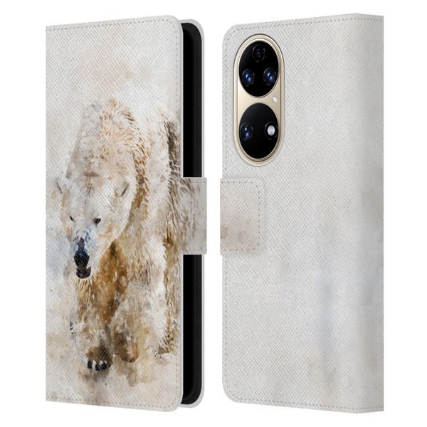 Simone Gatterwe Animals 2 Abstract Polar Bear Leather Book Wallet Case Cover For Huawei P50