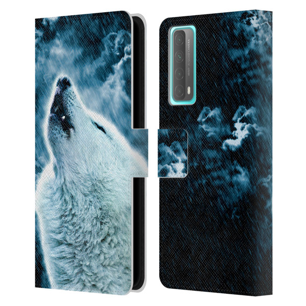 Simone Gatterwe Animals 2 Howling Wolf Leather Book Wallet Case Cover For Huawei P Smart (2021)