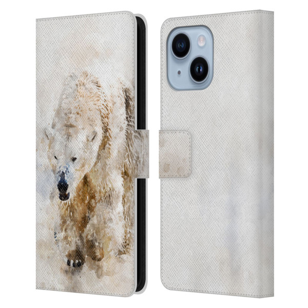Simone Gatterwe Animals 2 Abstract Polar Bear Leather Book Wallet Case Cover For Apple iPhone 14 Plus
