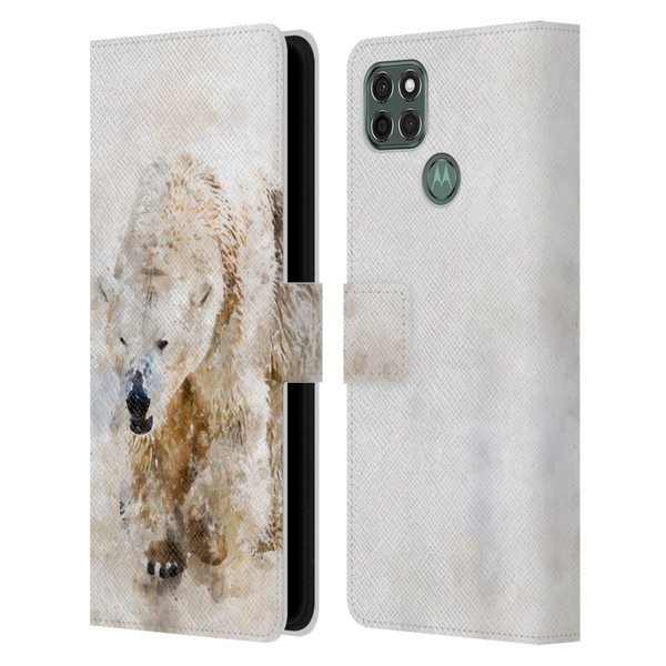Simone Gatterwe Animals 2 Abstract Polar Bear Leather Book Wallet Case Cover For Motorola Moto G9 Power