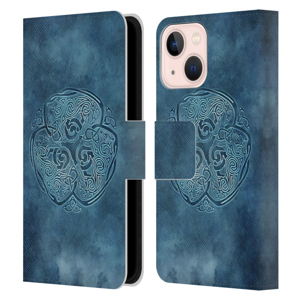 Brigid Ashwood Celtic Wisdom Knot Wolf Leather Book Wallet Case Cover For Apple iPhone 13 Mini