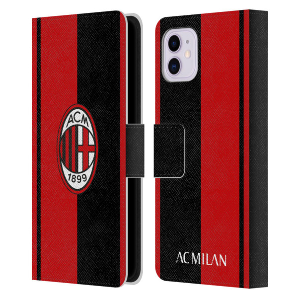 AC Milan Crest Red And Black Leather Book Wallet Case Cover For Apple iPhone 11