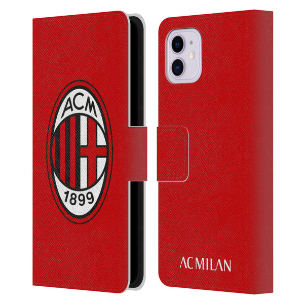 AC Milan Crest Full Colour Red Leather Book Wallet Case Cover For Apple iPhone 11