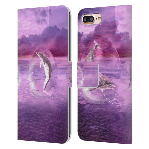 Simone Gatterwe Dolphins Dream Of Dolphins Leather Book Wallet Case Cover For Apple iPhone 7 Plus / iPhone 8 Plus