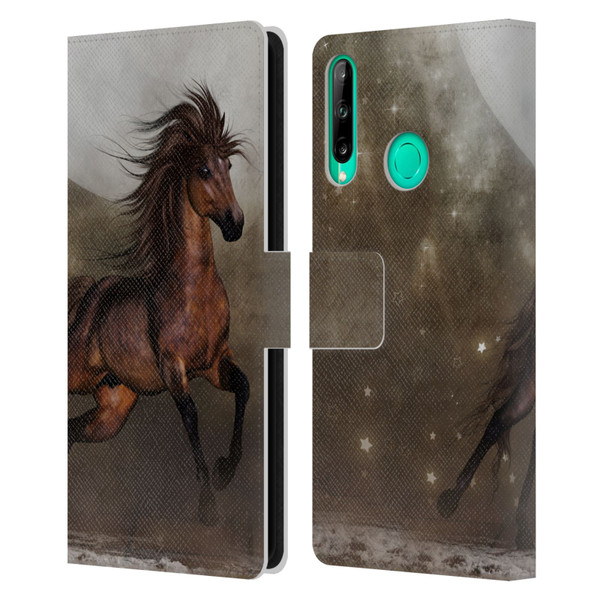 Simone Gatterwe Horses Brown Leather Book Wallet Case Cover For Huawei P40 lite E