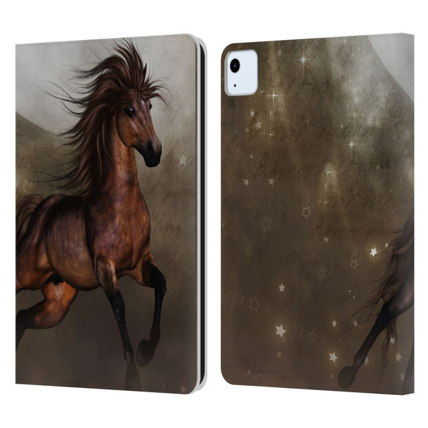Simone Gatterwe Horses Brown Leather Book Wallet Case Cover For Apple iPad Air 11 2020/2022/2024