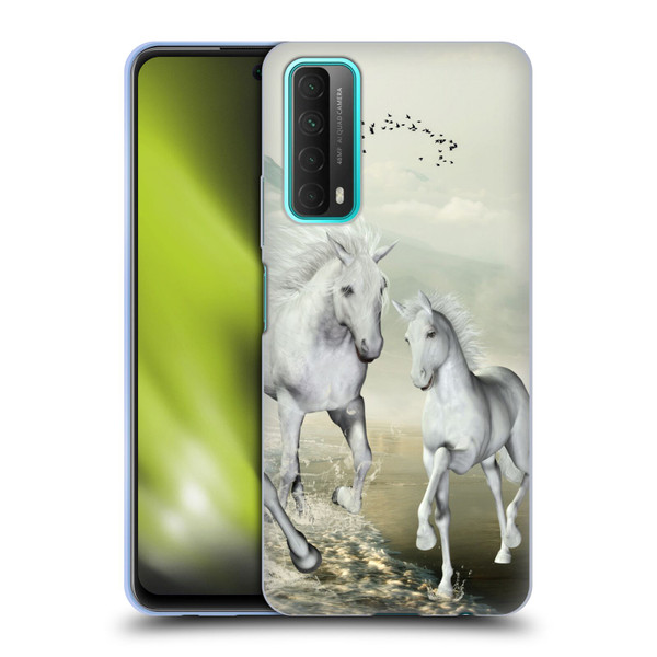 Simone Gatterwe Horses White On The Beach Soft Gel Case for Huawei P Smart (2021)