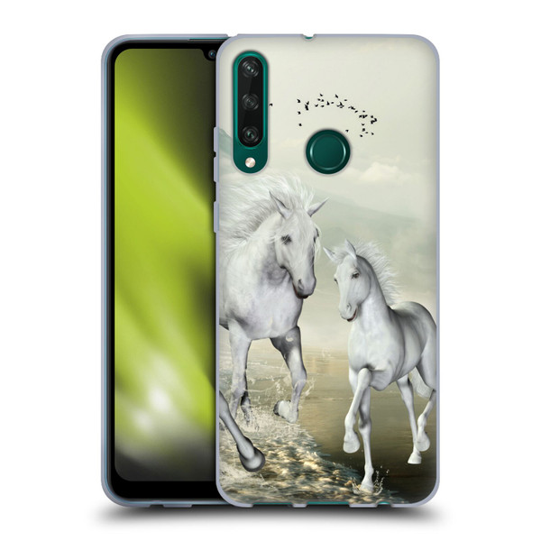 Simone Gatterwe Horses White On The Beach Soft Gel Case for Huawei Y6p