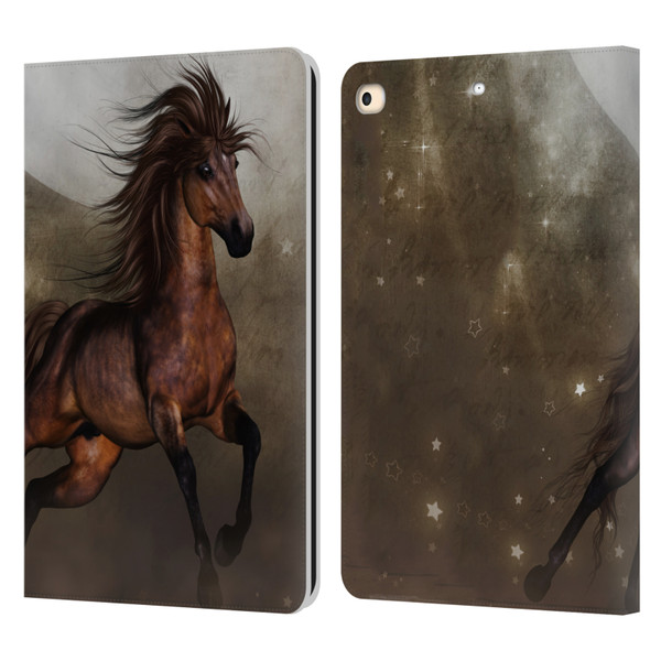 Simone Gatterwe Horses Brown Leather Book Wallet Case Cover For Apple iPad 9.7 2017 / iPad 9.7 2018