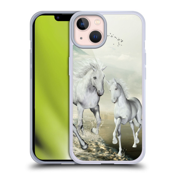 Simone Gatterwe Horses White On The Beach Soft Gel Case for Apple iPhone 13