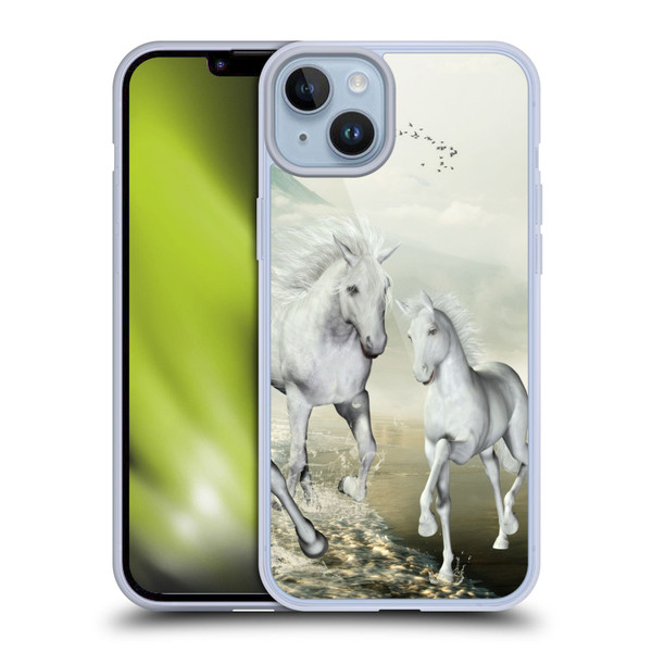 Simone Gatterwe Horses White On The Beach Soft Gel Case for Apple iPhone 14 Plus