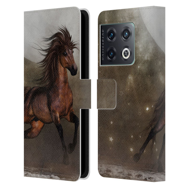 Simone Gatterwe Horses Brown Leather Book Wallet Case Cover For OnePlus 10 Pro