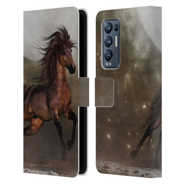 Simone Gatterwe Horses Brown Leather Book Wallet Case Cover For OPPO Find X3 Neo / Reno5 Pro+ 5G