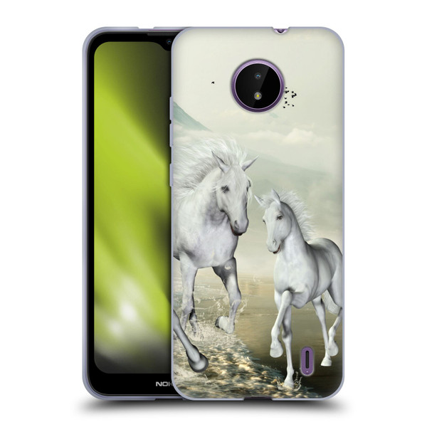Simone Gatterwe Horses White On The Beach Soft Gel Case for Nokia C10 / C20