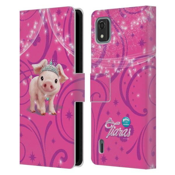 Animal Club International Pet Royalties Pig Leather Book Wallet Case Cover For Nokia C2 2nd Edition