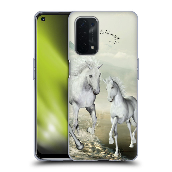 Simone Gatterwe Horses White On The Beach Soft Gel Case for OPPO A54 5G