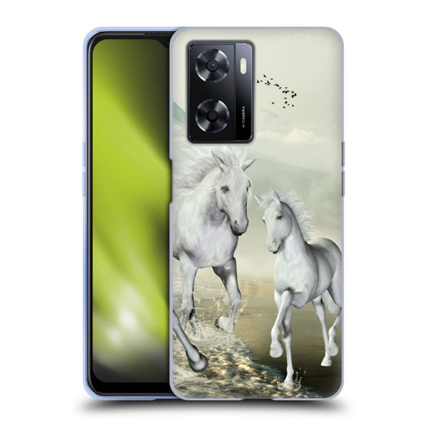 Simone Gatterwe Horses White On The Beach Soft Gel Case for OPPO A57s