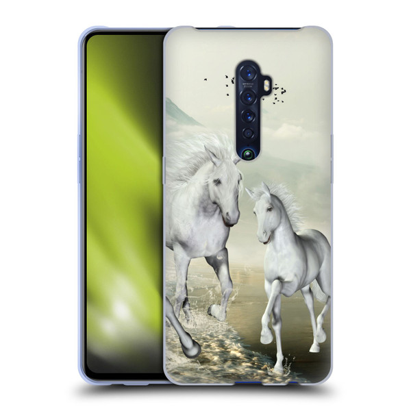 Simone Gatterwe Horses White On The Beach Soft Gel Case for OPPO Reno 2