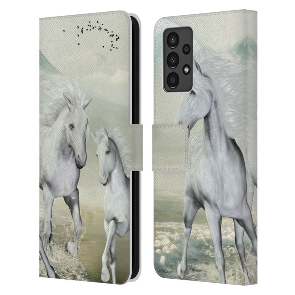 Simone Gatterwe Horses White On The Beach Leather Book Wallet Case Cover For Samsung Galaxy A13 (2022)