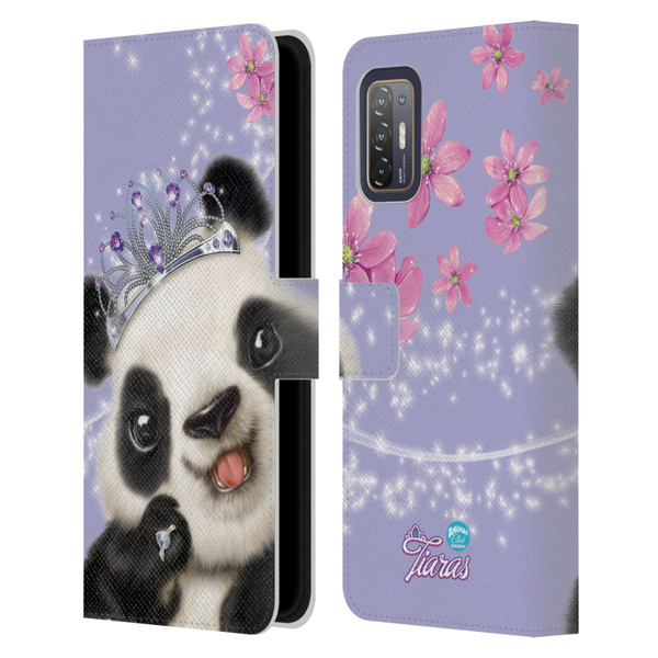 Animal Club International Royal Faces Panda Leather Book Wallet Case Cover For HTC Desire 21 Pro 5G