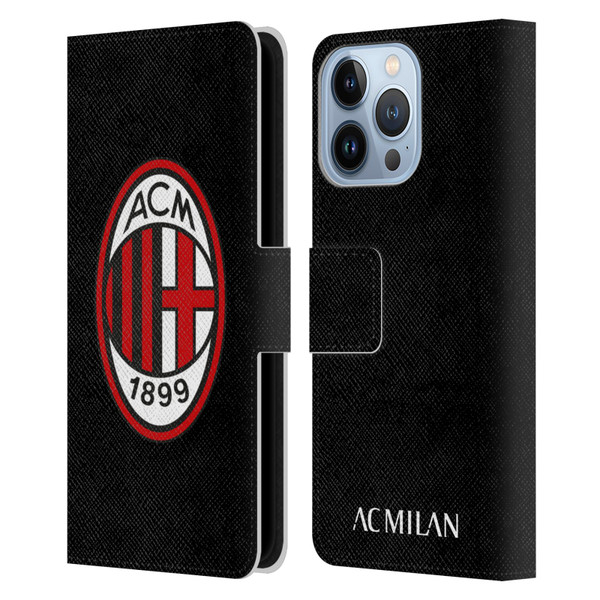 AC Milan Crest Full Colour Black Leather Book Wallet Case Cover For Apple iPhone 13 Pro