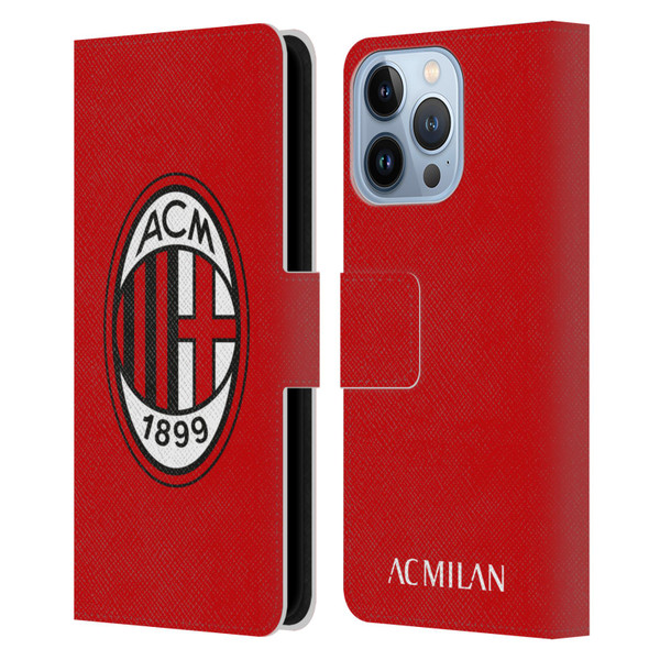 AC Milan Crest Full Colour Red Leather Book Wallet Case Cover For Apple iPhone 13 Pro