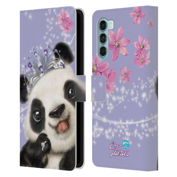 Animal Club International Royal Faces Panda Leather Book Wallet Case Cover For Motorola Edge S30 / Moto G200 5G