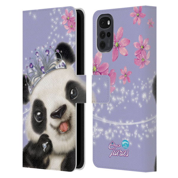 Animal Club International Royal Faces Panda Leather Book Wallet Case Cover For Motorola Moto G22