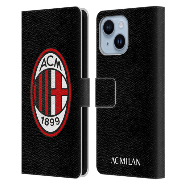 AC Milan Crest Full Colour Black Leather Book Wallet Case Cover For Apple iPhone 14 Plus