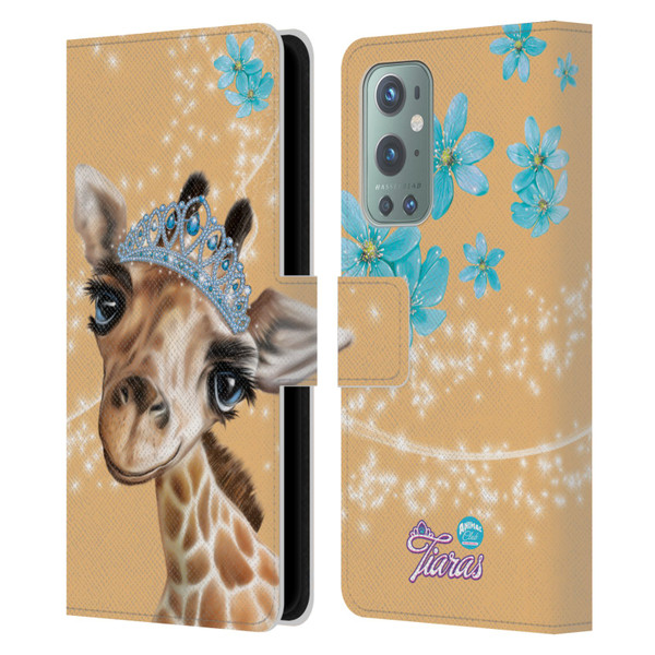 Animal Club International Royal Faces Giraffe Leather Book Wallet Case Cover For OnePlus 9