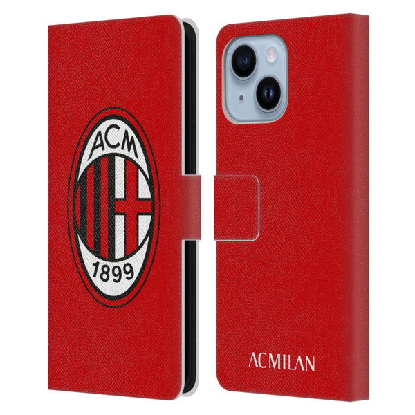 AC Milan Crest Full Colour Red Leather Book Wallet Case Cover For Apple iPhone 14 Plus